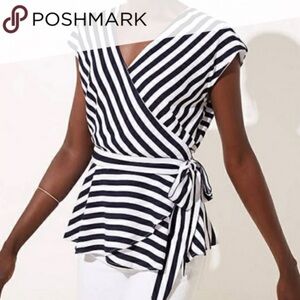 NWT Loft Striped Dolman Wrap Blouse - Small